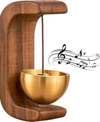 Walnut Magnetic Door Chime Bell, Wooden Shopkeepers Bell for Door Opening | Walnut wood and brass design delivers a soft, clear chime sound, with magnetic and adhesive mounting for doors, shops & home