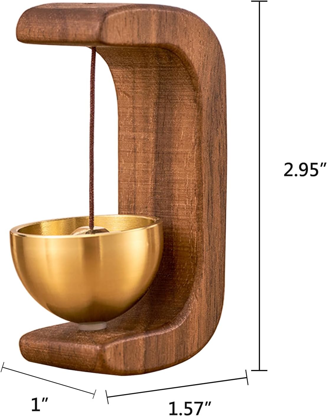 Walnut Magnetic Door Chime Bell, Wooden Shopkeepers Bell for Door Opening | Walnut wood and brass design delivers a soft, clear chime sound, with magnetic and adhesive mounting for doors, shops & home - Image 4