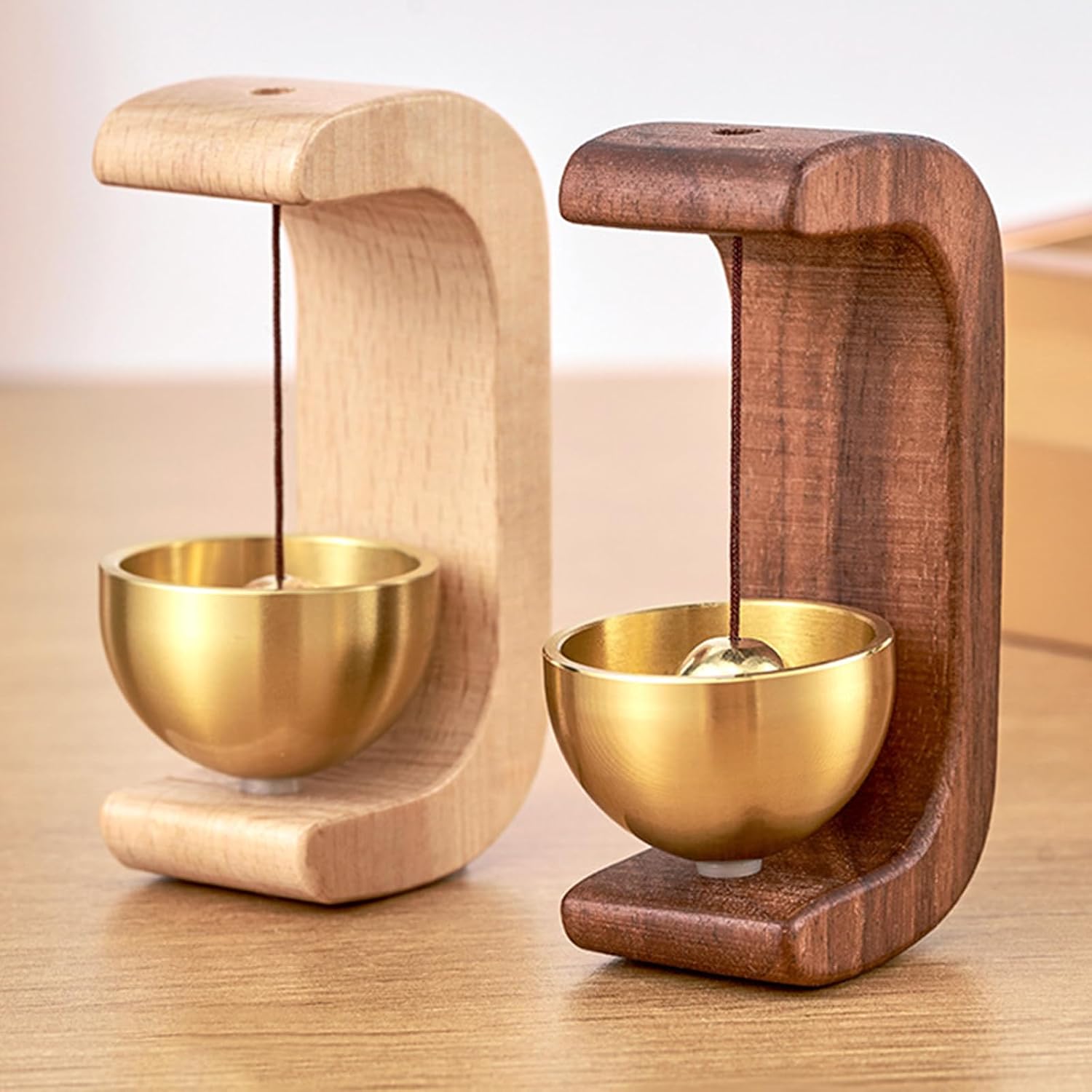 Walnut Magnetic Door Chime Bell, Wooden Shopkeepers Bell for Door Opening | Walnut wood and brass design delivers a soft, clear chime sound, with magnetic and adhesive mounting for doors, shops & home - Image 6