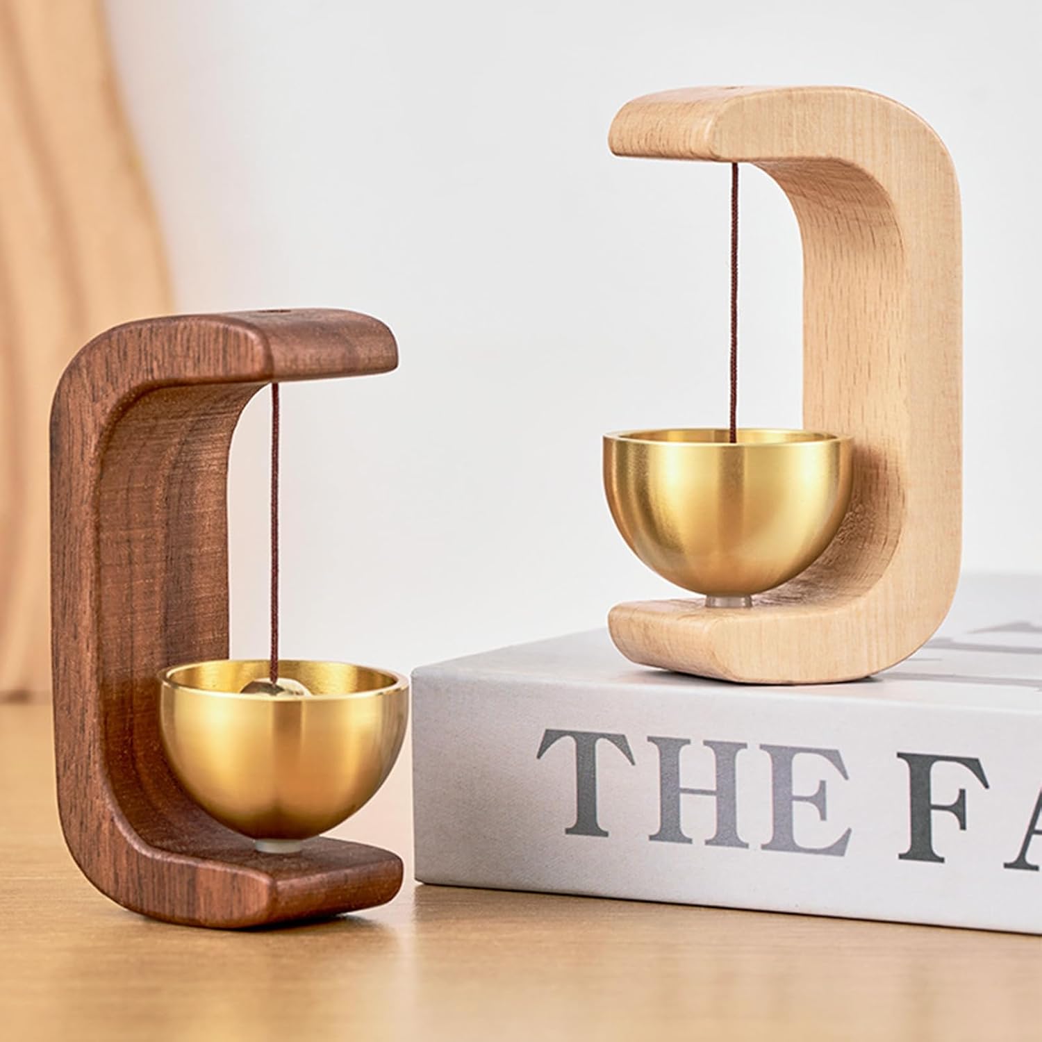 Walnut Magnetic Door Chime Bell, Wooden Shopkeepers Bell for Door Opening | Walnut wood and brass design delivers a soft, clear chime sound, with magnetic and adhesive mounting for doors, shops & home - Image 7