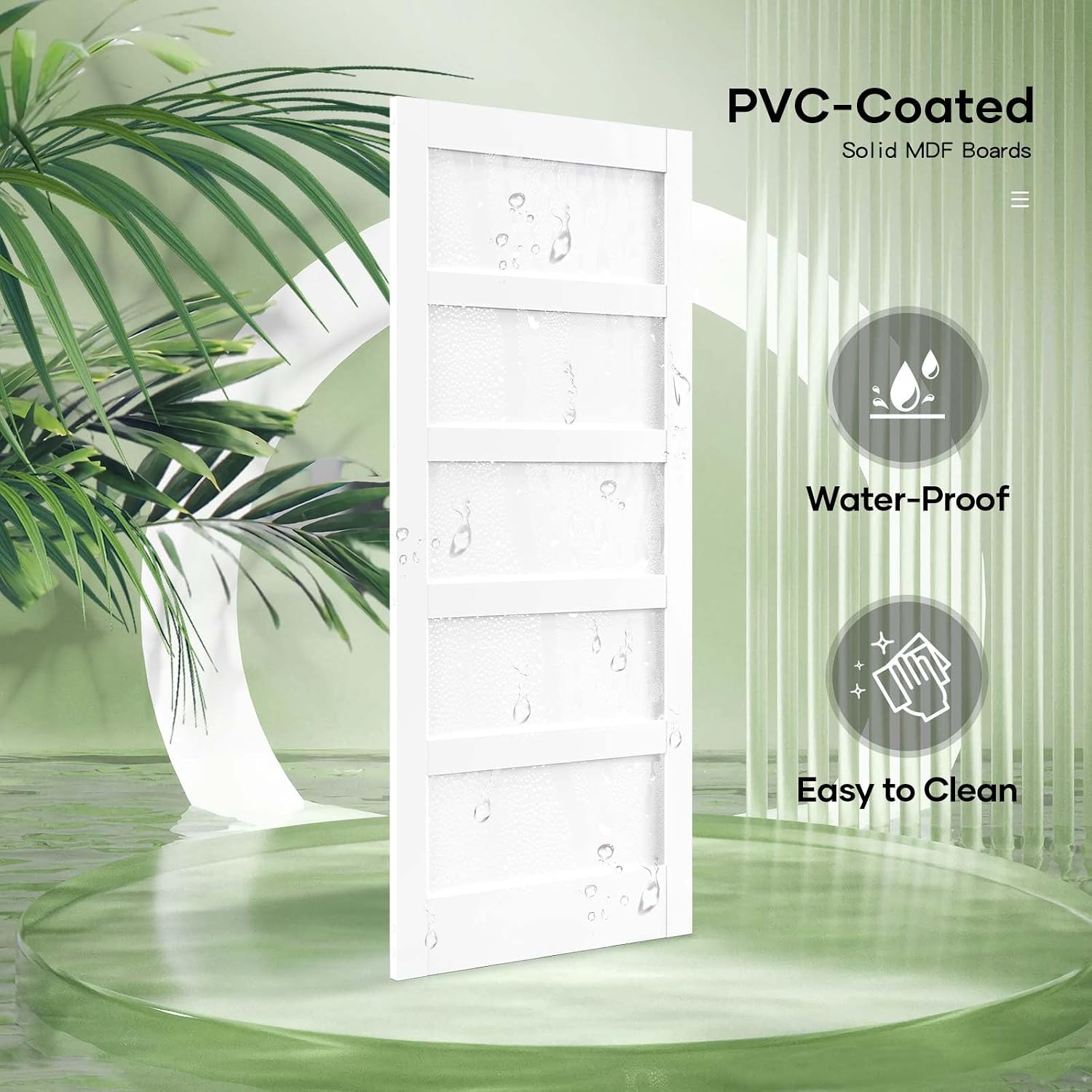 Double 21inx84in White Barn Door and 7FT Sliding Barn Door Hardware Kit Included,Solid,MDF, PVC Surface,DIY Assembly,5-Panel,Fit 38in-41in Opening - Image 3