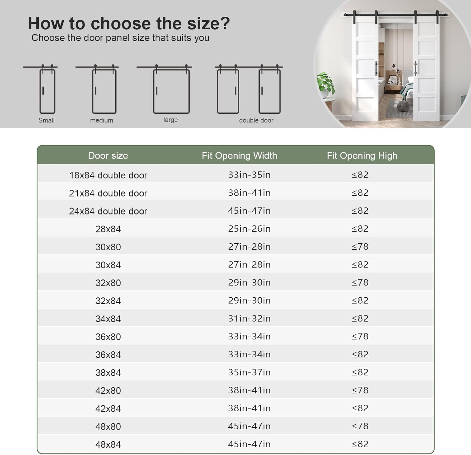 Double 21inx84in White Barn Door and 7FT Sliding Barn Door Hardware Kit Included,Solid,MDF, PVC Surface,DIY Assembly,5-Panel,Fit 38in-41in Opening - Image 4