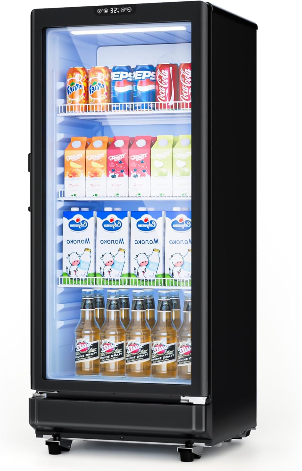 6 Cu.Ft Commercial Beverage Fridge with Glass Door | Double-Tempered Glass, Locking Key & LED, Indoor/Outdoor Use, Bar/Office/Restaurant, Adjustable Shelves, Energy Efficient