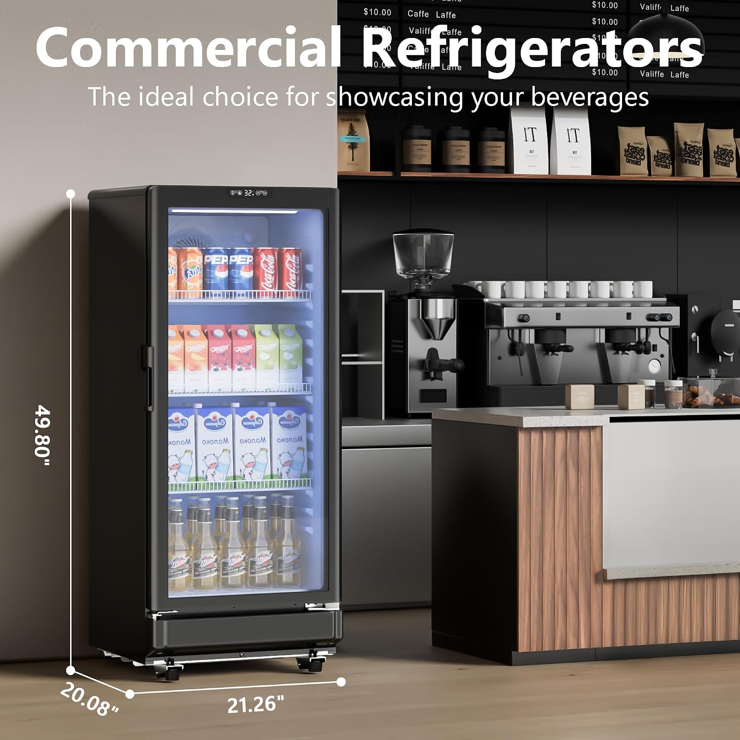 6 Cu.Ft Commercial Beverage Fridge with Glass Door | Double-Tempered Glass, Locking Key & LED, Indoor/Outdoor Use, Bar/Office/Restaurant, Adjustable Shelves, Energy Efficient - Image 2