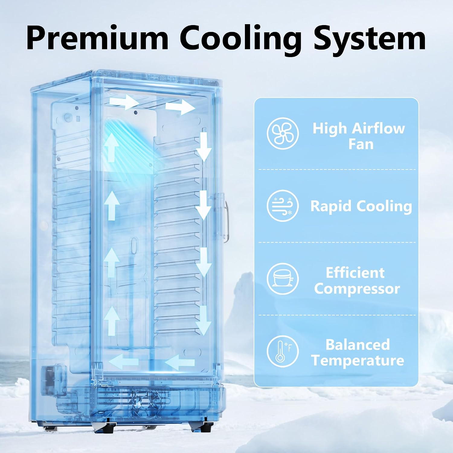 6 Cu.Ft Commercial Beverage Fridge with Glass Door | Double-Tempered Glass, Locking Key & LED, Indoor/Outdoor Use, Bar/Office/Restaurant, Adjustable Shelves, Energy Efficient - Image 3